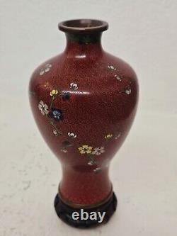 Edo Era 1700s Antique Japanese Cloisonne Ginbari Vase 7 X 4 Sakura Amid Clouds