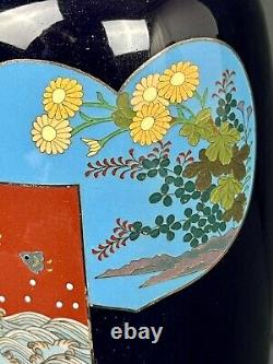 Excellent Antique 7 1/4 Meiji Era Paneled Signed Japanese Cloisonne Vase