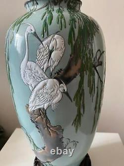Exceptionally Rare Japanese Meiji Moriage Cloisonne Vase by Honda Yusaburo