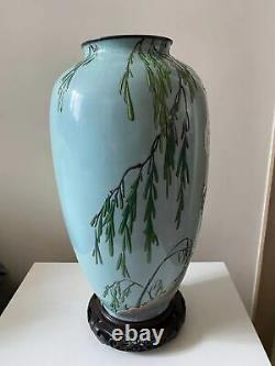 Exceptionally Rare Japanese Meiji Moriage Cloisonne Vase by Honda Yusaburo