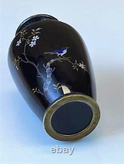 Exquisite Antique Miniature Japanese Cloisonne Vase with fine silver wire cells