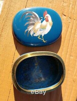 Exquisite Japanese Cloisonne Cockerel Rooster Box In Style Of Namikawa Sosuke