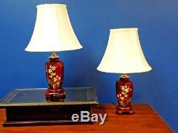 Exquisite Pair Of Chinese/japanese Porcelain/cloisonne Vase Lamps 20 Inches Tall
