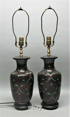 Fine Antique JAPANESE CLOISONNE Vase as LAMP (with 1 extra) c. 1920
