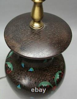 Fine Antique JAPANESE CLOISONNE Vase as LAMP (with 1 extra) c. 1920