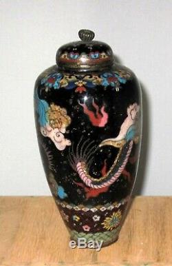 Fine Antique Japanese Cloisonne Enamel Vase with Dragons-Meiji Goldstone