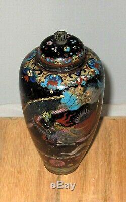 Fine Antique Japanese Cloisonne Enamel Vase with Dragons-Meiji Goldstone