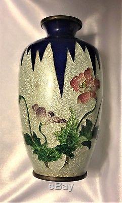 Fine Antique Meiji Ginbari Japanese Miniature Cloisonne Vase signed Matsu-ya