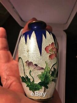 Fine Antique Meiji Ginbari Japanese Miniature Cloisonne Vase signed Matsu-ya