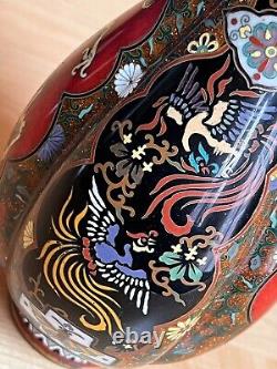 Fine Antique Meiji Period Japanese Ribbed Cloisonné Vase with Goldstone