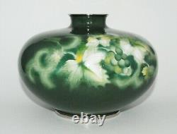 Fine Japanese Cloisonne Enamel Vase with Grapes and Leaves by the Ando Workshop