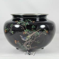 Fine Meiji Period Japanese Cloisonne Enamel Vase w Silver Wire & Rim, Nice Form