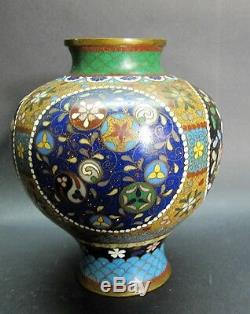 Fine Meiji-era 5.5 JAPANESE SATSUMA Cloisonne Vase c. 1890 antique