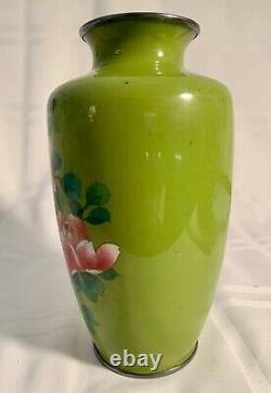 Fine Old Japanese Cloisonne Vase In Unusual Colors. Mint