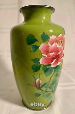 Fine Old Japanese Cloisonne Vase In Unusual Colors. Mint