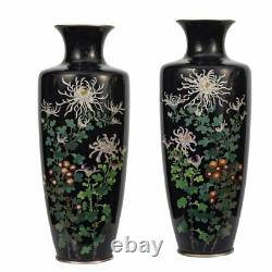 Fine Pair of Antique Japanese Cloisonne Vases