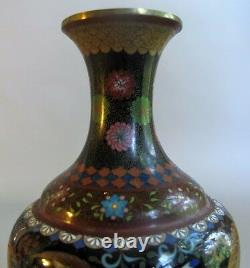Fine & Rare JAPANESE MEIJI-ERA Cloisonne Vase with Gilt Leaves c. 1890 antique