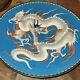 Finest Quality Antique Japanese Silver Wire Cloisonne Hanging Dragon Plate 9.5