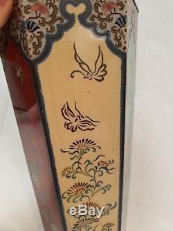 Finest Quality Chinese Japanese 6 Sided Cloisonne' Vase with Base