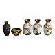 Five Antique Japanese Cloisonne Floral Enameled Mini Vases C1920