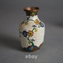 Five Antique Japanese Cloisonne Floral Enameled Mini Vases C1920