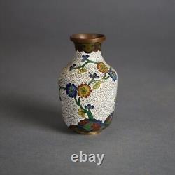 Five Antique Japanese Cloisonne Floral Enameled Mini Vases C1920