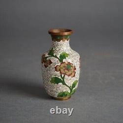 Five Antique Japanese Cloisonne Floral Enameled Mini Vases C1920