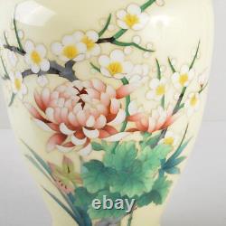 Flower pattern Cloisonne Vase Pot 10.8 inch tall Traditional art Japanese