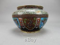 Gorgeous Antique Meji Period Japanese cloisonne vase/ Jardiniere 9 inches