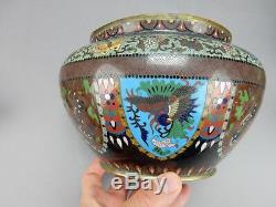 Gorgeous Antique Meji Period Japanese cloisonne vase/ Jardiniere 9 inches
