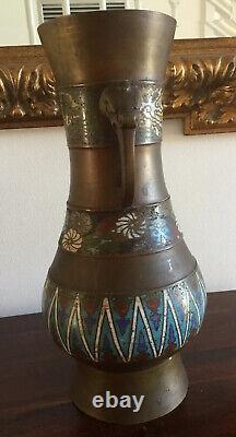 Gorgeous Antique japanese cloisonne enamel vase Meiji period