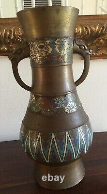 Gorgeous Antique japanese cloisonne enamel vase Meiji period