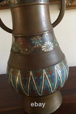 Gorgeous Antique japanese cloisonne enamel vase Meiji period