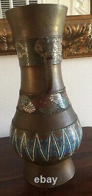 Gorgeous Antique japanese cloisonne enamel vase Meiji period