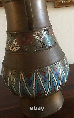 Gorgeous Antique japanese cloisonne enamel vase Meiji period