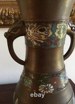 Gorgeous Antique japanese cloisonne enamel vase Meiji period