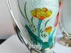 Gorgeous Edwardian Silver Mounted Japanese Cloisonne Fish Vases