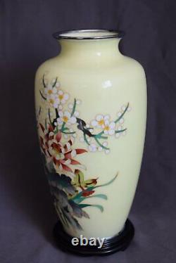 Gorgeous! Japanese Vintage Cloisonne Vase with The Four Classic Plants 200