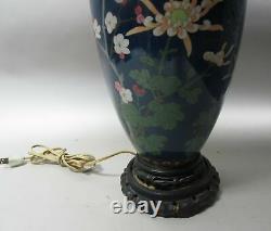 Gorgeous & Large 17.5 Antique JAPANESE CLOISONNE VASE as Lamp c. 1920