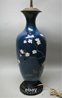 Gorgeous & Large 17.5 Antique JAPANESE CLOISONNE VASE as Lamp c. 1920