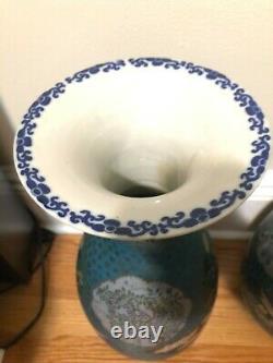 Gorgeous Pair of Antique Japanese Cloisonné On Porcelain Vases