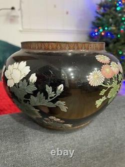 Gorgeous detailed Meiji antique Japanese Cloisonne vase Jardenier