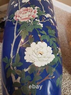 Huge Fine Antique Japanese Cloisonné Vase 41 Tall