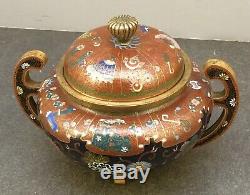 Important Japanese Meiji Cloisonne Jar with Handles