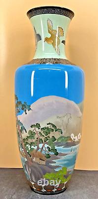Important Japanese Meiji Silver Wire & Wireless Cloisonne Vase