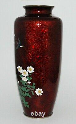 Impressive Japanese Cloisonne Enamel Vase of Chrysanthemums by Ando