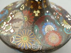 Intricate & Finely Worked Japanese Meji Cloisonne Vase Butterfly Signed (2)