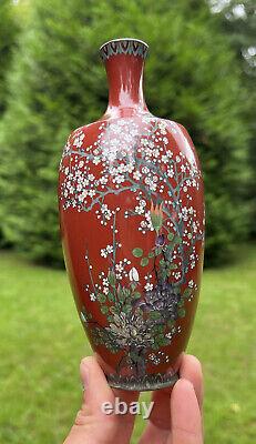 JAPANESE ENAMEL PARTITION VASE EMAIL ENAMELS CHANPLEVE JAPAN JAPANESE MEIJI 19THth