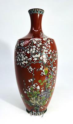 JAPANESE ENAMEL PARTITION VASE EMAIL ENAMELS CHANPLEVE JAPAN JAPANESE MEIJI 19THth