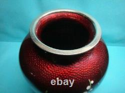 JAPANESE GINBARI CLOISONNE VASE, 6x 5, silver wire, SATO STYLE, unsigned, MINT